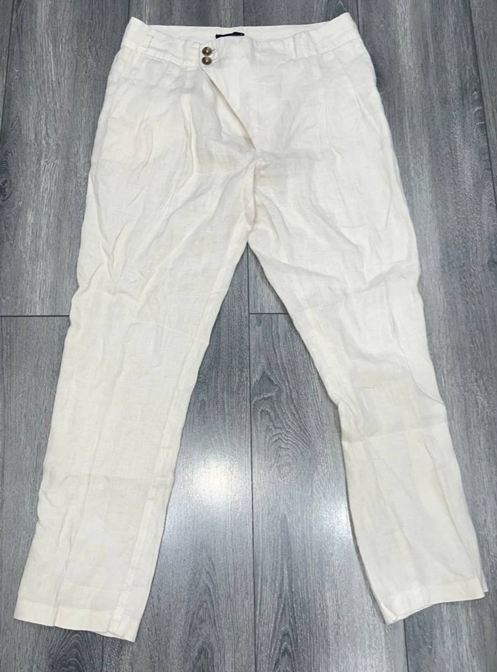Peter Elliot Pants linen side button White Sz 44 A006993